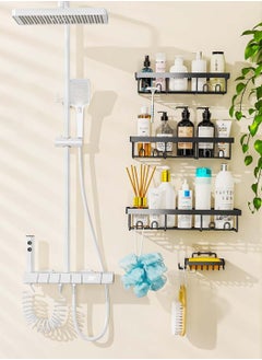 LEOKOR 6-Piece Waterproof Shower Rack Set - Heavy-Duty Bathroom Organizers and Storage, No Drill Installation, Holds Up to 40 lbs, Bathroom Accessories  - Image 3