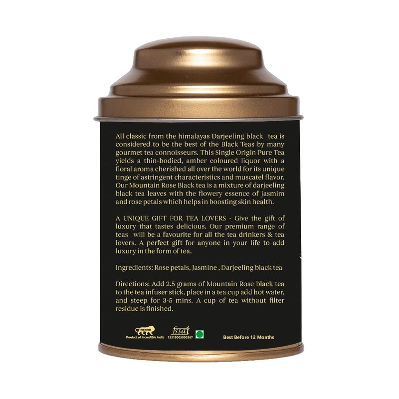 Botanical Sage- Mountain Rose Black Tea 100g With Free Tea Infuser | Darjeeling Black Tea With Rose Petals & Jasmine | Selected | Luxury Tea - Image 3