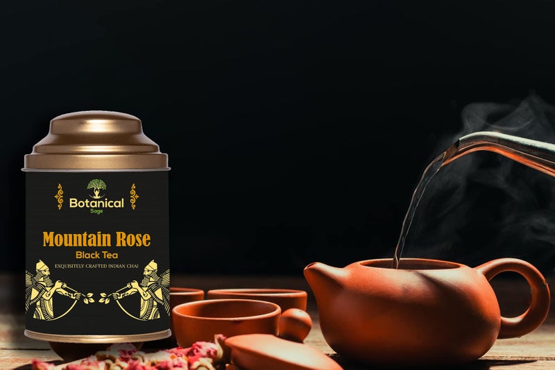 Botanical Sage- Mountain Rose Black Tea 100g With Free Tea Infuser | Darjeeling Black Tea With Rose Petals & Jasmine | Selected | Luxury Tea - Image 4