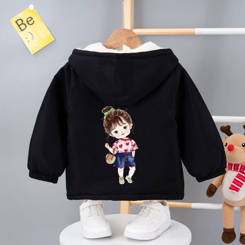 Style Children'S Baby'S Casual Top Hooded Fleece-Lined Thickened Casual Top - Image 4