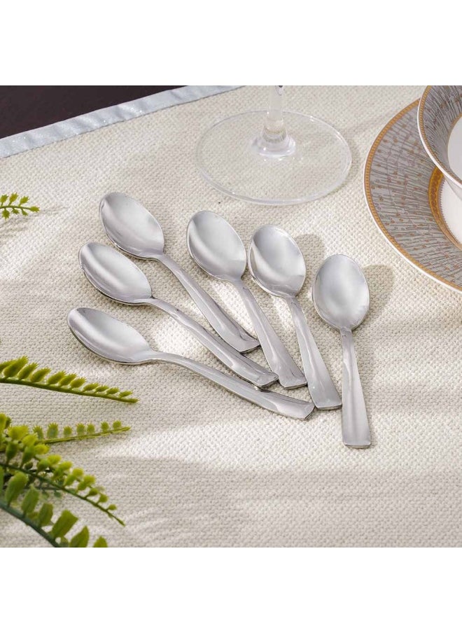 DANUBE HOME Danube Home Dune 6-Piece Coffee Spoon Set Silver Elegant And Durable Perfect For Stirring Coffee Tea Or Desserts Ideal For Home Office Cafes Or Special Occasions 14X3.5 Cm  - Image 1