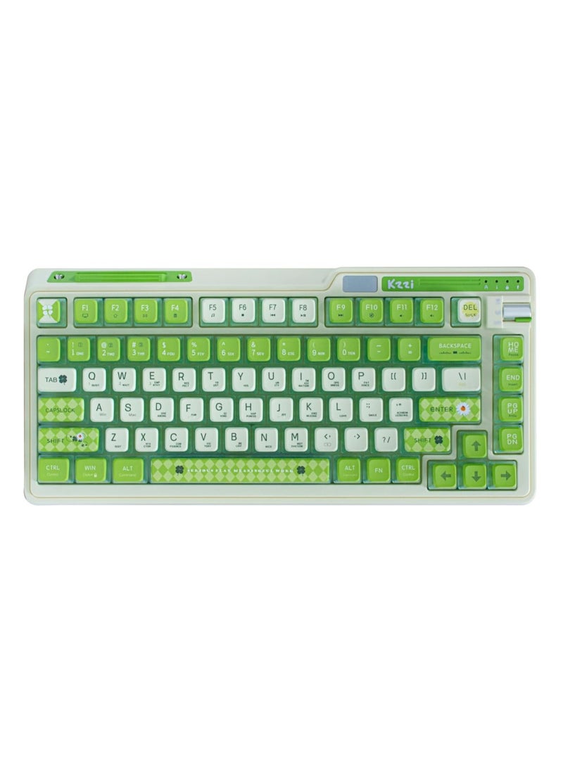 Kzzi - K75 PRO Lemon Grass RGB 75% Wireless Gasket Tri-Mode Connectable Mechanical Keyboard, 82 Keys Hot Swappable Gaming Keyboard with Knob and Power Display, Custom Tactile Switches - Image 1