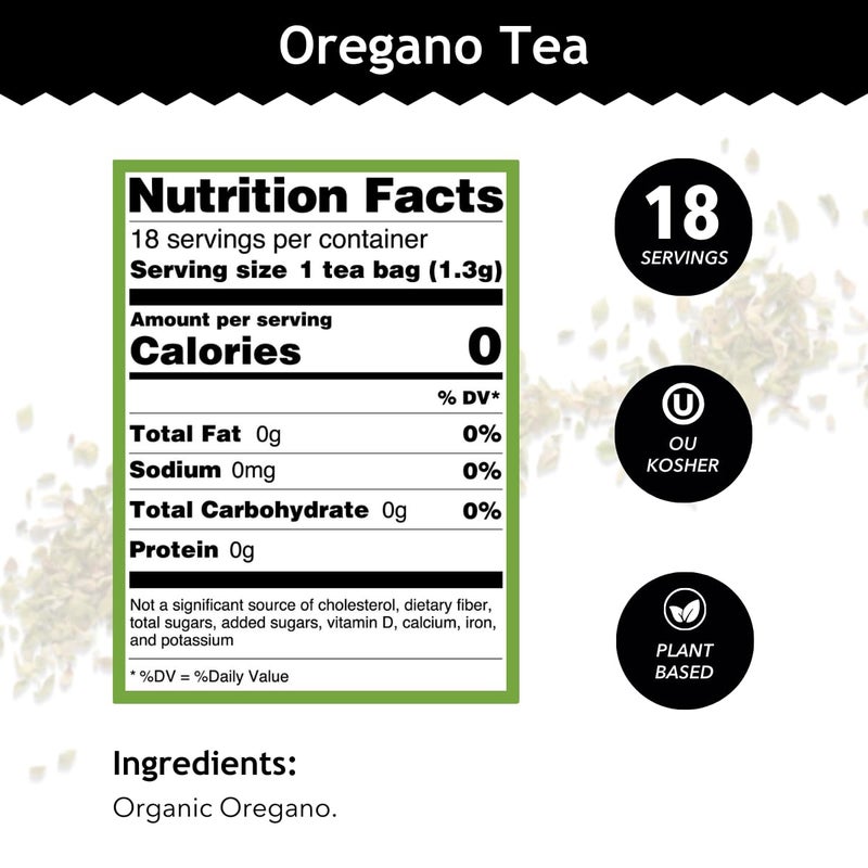 Buddha Teas - Organic Oregano Tea - Herbal Tea - For Health & Wellbeing - With Antioxidants & Minerals - Clean Ingredients - Caffeine Free - OU Kosher & Non-GMO - 18 Tea Bags (Pack of 1) - Image 3