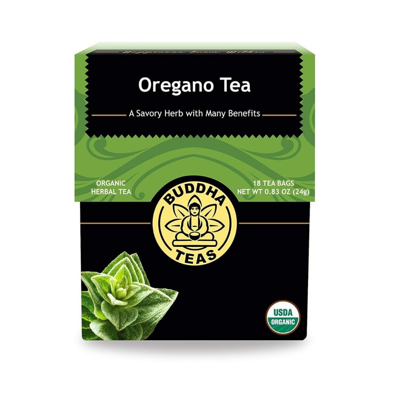 Buddha Teas - Organic Oregano Tea - Herbal Tea - For Health & Wellbeing - With Antioxidants & Minerals - Clean Ingredients - Caffeine Free - OU Kosher & Non-GMO - 18 Tea Bags (Pack of 1) - Image 1