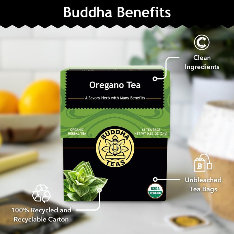 Buddha Teas - Organic Oregano Tea - Herbal Tea - For Health & Wellbeing - With Antioxidants & Minerals - Clean Ingredients - Caffeine Free - OU Kosher & Non-GMO - 18 Tea Bags (Pack of 1) - Image 5