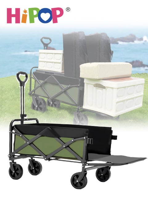 Folding Camping Cart with Expansion Capacity,Multi-Purpose Outdoor Campsite Cart,Flexible Steering and Adjustable Handle,Large Capacity Suitable for Outdoor Camping,Parties