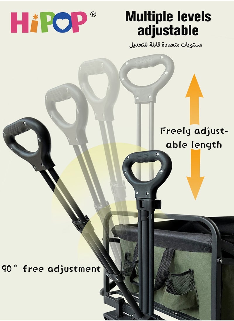 Folding Camping Cart with Expansion Capacity,Multi-Purpose Outdoor Campsite Cart,Flexible Steering and Adjustable Handle,Large Capacity Suitable for Outdoor Camping,Parties