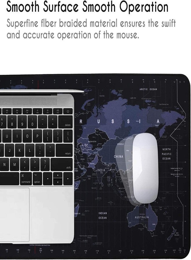 Shrux World Map Desk Mat Desk Pad Non Slip Water Resistant Rubber Base Mouse Pad|Printed Anti Slip Smooth Mouse Pad Desk Pad|Short Cut Keyboard Mouse Pad for Office & Home-80 * 30Cm (World map) - Image 4