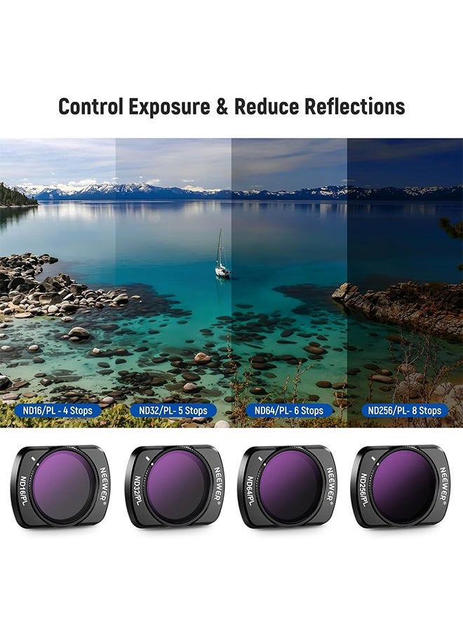 Neewer - NEEWER Magnetic ND/CPL Filter Set Compatible with DJI OSMO Pocket 3, 6 Pack UV CPL ND16/PL ND32/PL ND64/PL ND256/PL Polarizing and Neutral Density Filters, Multi Coated HD Optical Glass/Aluminum Frame - Image 1