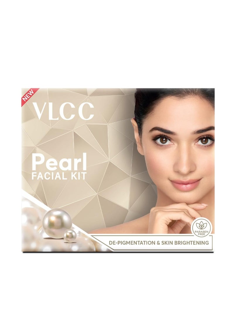 VLCC VLCC Pearl Facial Kit - 60g | Luminous and Radiant Skin | At Home Facial with Pearl Extracts, Sandalwood, Turmeric & Aloe Vera | Tan Removal Facial Kit.  - Image 1