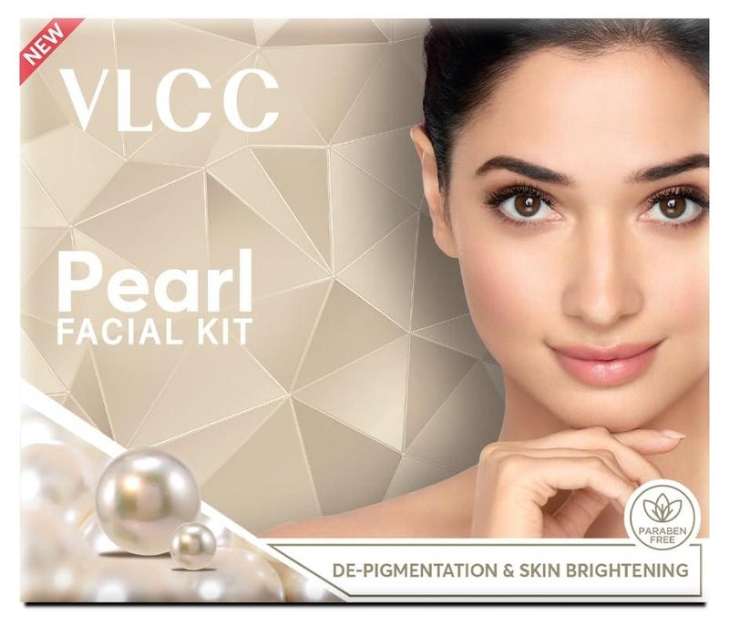 VLCC Pearl Facial Kit - 60g | Luminous and Radiant Skin | At Home Facial with Pearl Extracts, Sandalwood, Turmeric & Aloe Vera | Tan Removal Facial Kit. - Image 1