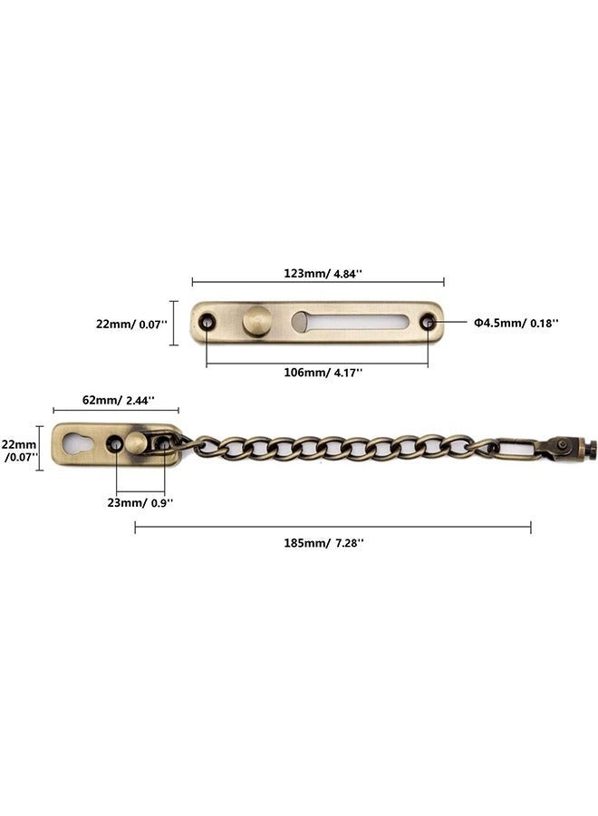 Stainless Steel Chain Door Guard Lock, Punch Free Anti Theft Press Lock with Safety Spring, Bedroom Home Apartment Hotel Security Door Sliding Safety Chain Lock (Bronze) - Image 2