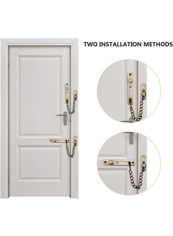 Stainless Steel Chain Door Guard Lock, Punch Free Anti Theft Press Lock with Safety Spring, Bedroom Home Apartment Hotel Security Door Sliding Safety Chain Lock (Bronze) - Image 5