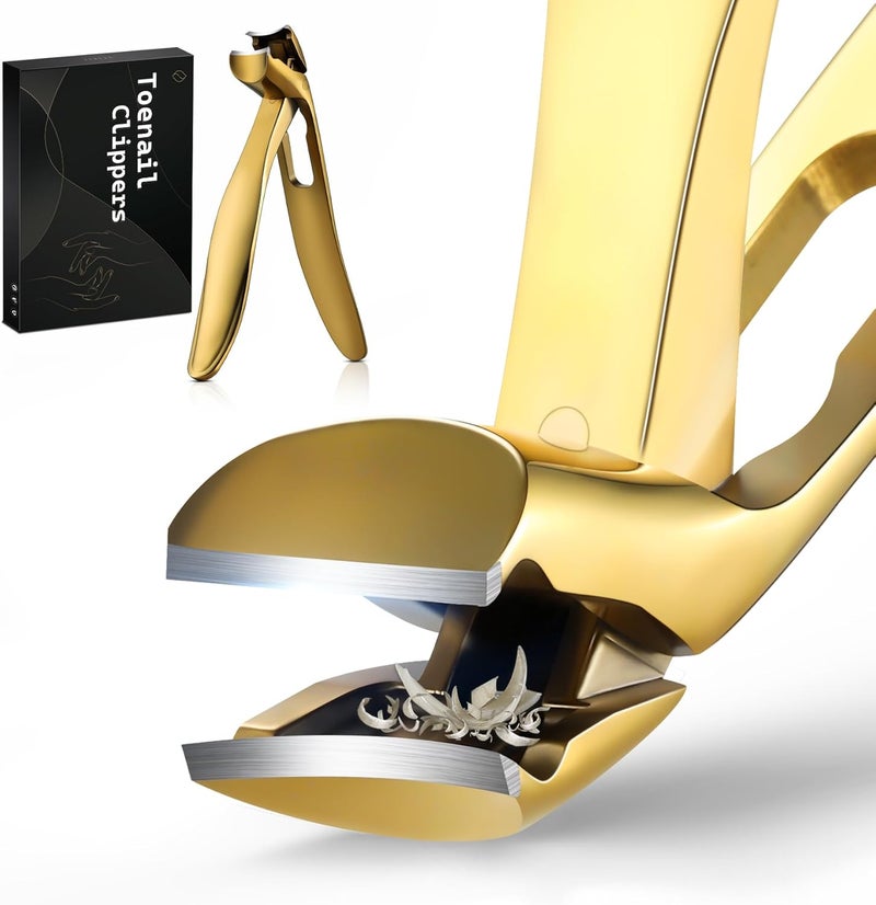 FERYES Angled Head Long Handled Toenail Clipper for Seniors - Large Wide Jaw Nail Clipper with Catcher for Thick Nails - Easier Trimming, Ergonomic Design (Gold Various color options - Image 1