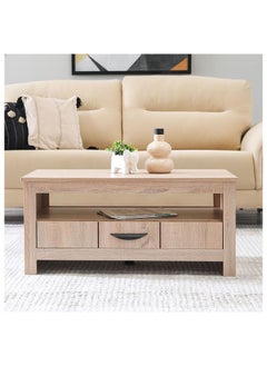 DANUBE HOME Anton 1 Drawer Coffee Table Multifunctional Living Room Desk Space Saving Center Table Modern Design Furniture For Home Living Room L 90 x W 45.2 x H 41.5 cm Sonoma Oak  - Image 1