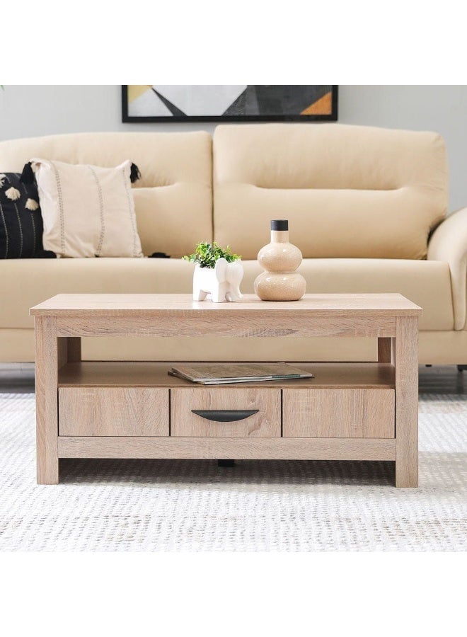 DANUBE HOME Anton 1 Drawer Coffee Table-Sonoma Oak - Image 1