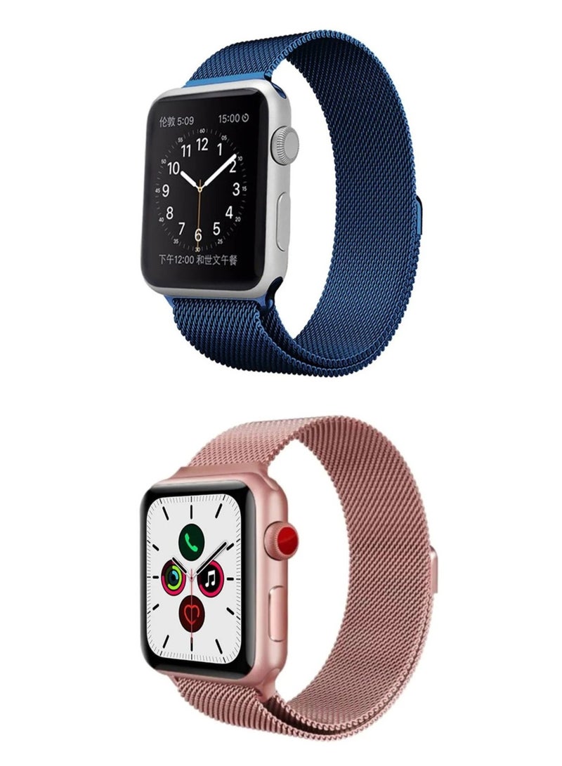 HEXABEX [2Pc Pack] Milanese Strap for Apple Watch 46mm/45mm/44mm/49mm Multicolour  - Image 1