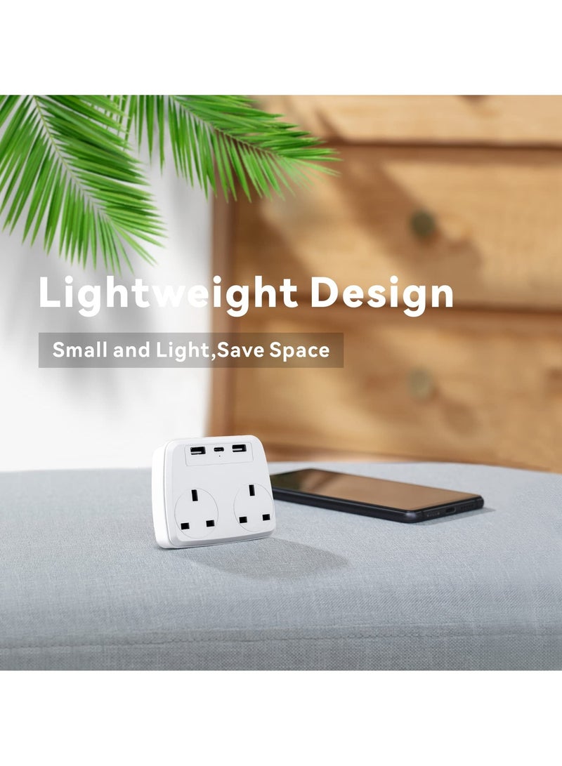 GNAFOTU Multi Plug Extension Power Adapter with 2 USB,Double Extender Wall Charger Socket 2 Way Dual Multiple Electrical Outlet Adaptor, Charging Station for Home, Office - Image 5