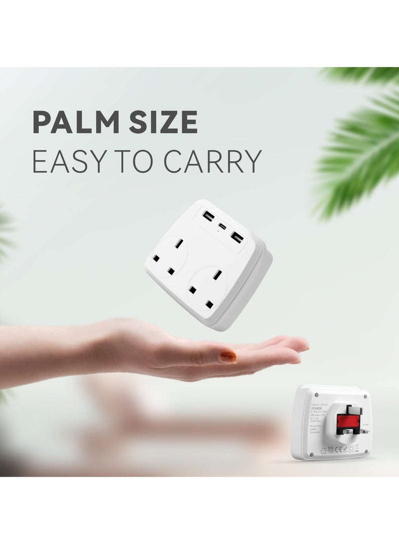 GNAFOTU Multi Plug Extension Power Adapter with 2 USB,Double Extender Wall Charger Socket 2 Way Dual Multiple Electrical Outlet Adaptor, Charging Station for Home, Office - Image 2