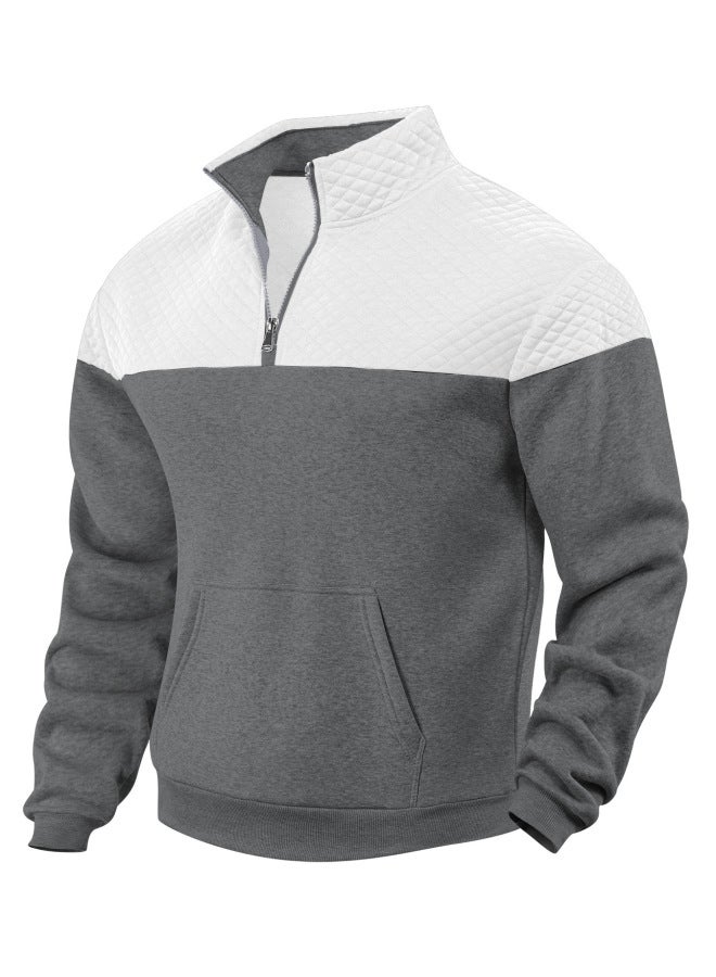 Popular Color-blocked Half-zip Pullover Outdoor Fashionable Casual Sweatshirt - Image 1