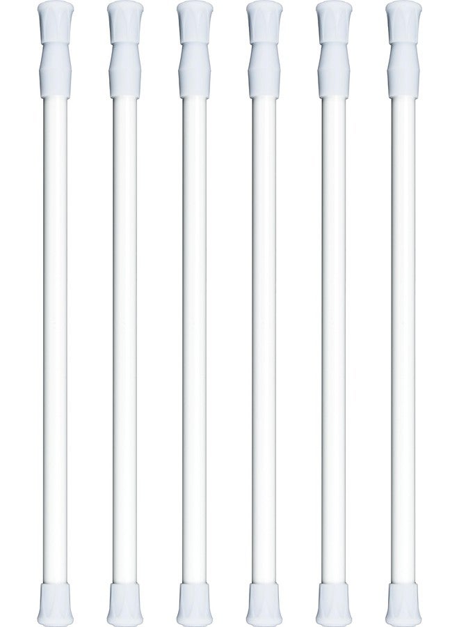 IFAMIO 6 Pack Cupboard Bars Tension Rod Spring Extendable Curtain Rods White Adjustable Tensions Rods for Shower Closet Bathroom Kitchen Cupboard Wardrobe Bookshelf DIY Projects (9.8 to 15.7 Inches) - Image 1