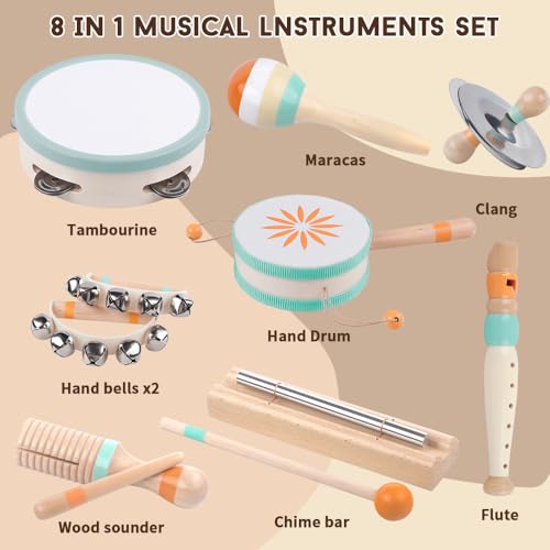 Meytccve Toddlers Musical InstrumentsBaby Montessori Wooden Musical Toys for Toddlers 13 Year OldKids Percussion Instruments Toy for Preschool KidsChristmas Birthday Gift for Baby Boys Girls - Image 5