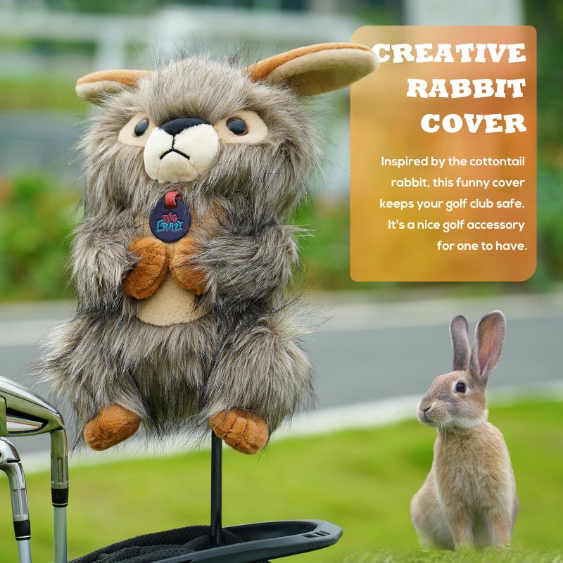 Big Crazy Funny Driver Headcover, Plush Golf Club Covers Long Neck, Animal Headcover, Soft Mallard Duck Rabbit Bunny Owl Fish Headcovers for Golf Clubs Fits Men and Women, Driver Headcover Animal for Present - Image 2