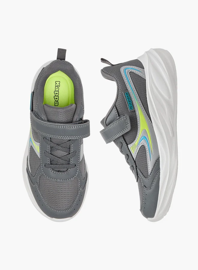 Kappa Boys' Panelled Sports Shoes with Hook and Loop Closure