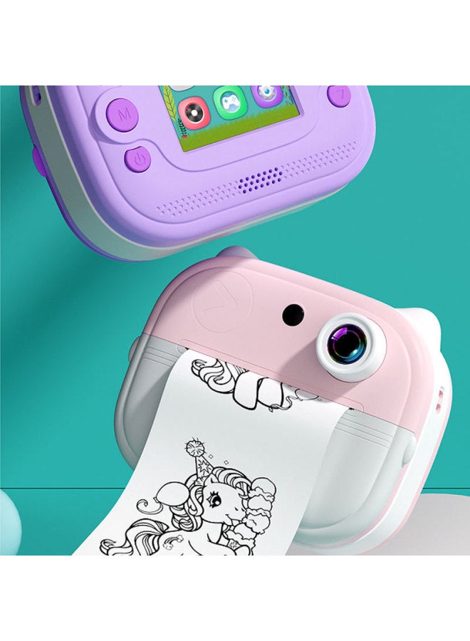 Explosions High-definition Mini-clapper Print Digital Camera Thermal Bluetooth Ink-free Cartoon Cute Fun-Color:Q9 Blue Bear + 32g Memory Card + Card Reader - Image 5