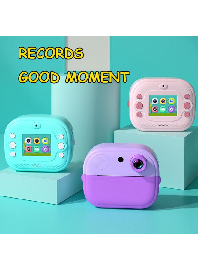 Explosions High-definition Mini-clapper Print Digital Camera Thermal Bluetooth Ink-free Cartoon Cute Fun-Color:Q9 Blue Bear + 32g Memory Card + Card Reader - Image 3