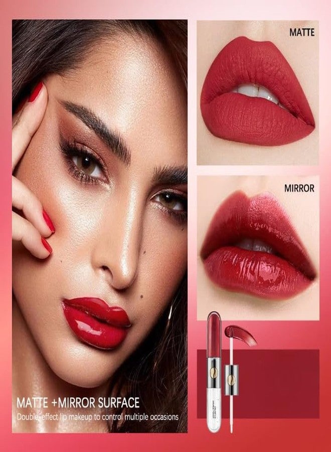 VBA Two-step Liquid lipstick with Moisturizing Lip Oil Double Head Waterproof Lip Gloss Non-Sticky Tinted with Fruit Flavor Lip Oil Matte Finish (128) - Image 2