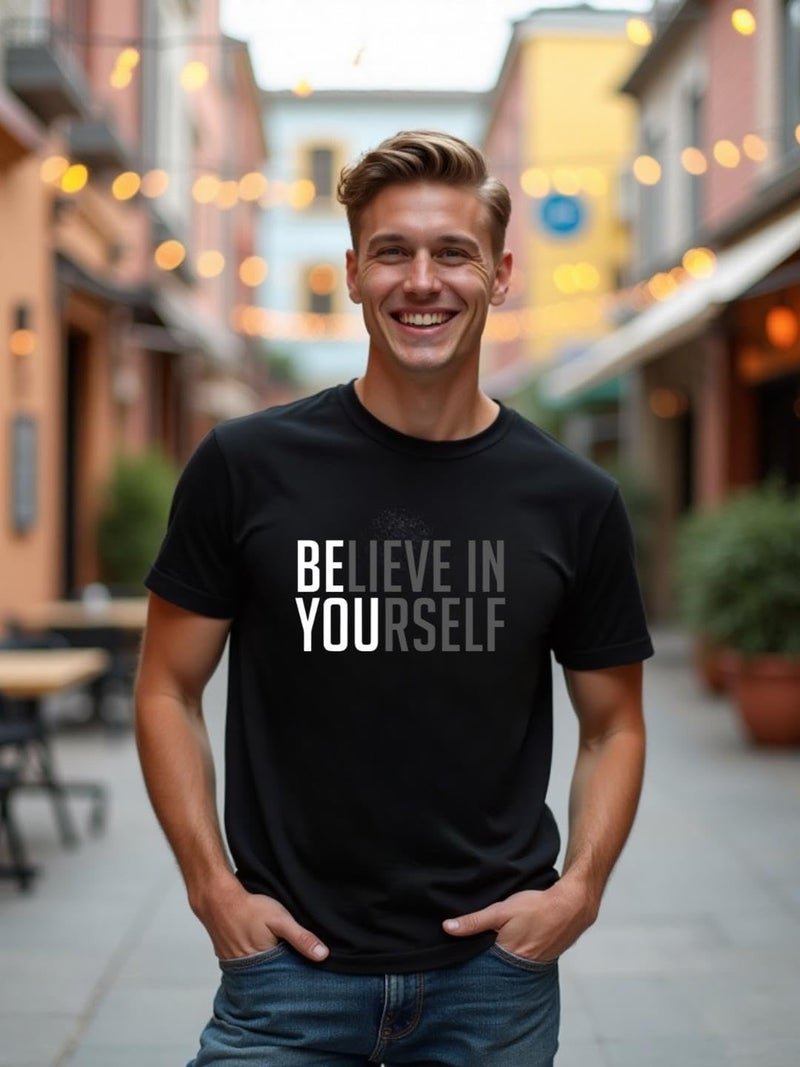NOBERO Men Cotton Blend Letter Print Regular Fit T-Shirt (1M-TWTS-C0218-BL_Black 2XL) - Image 3