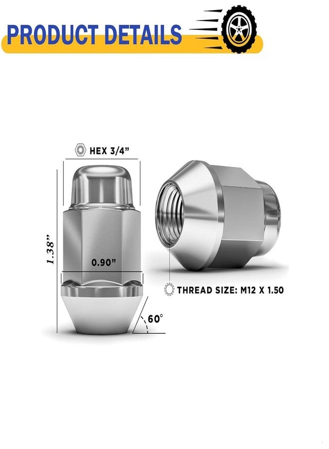 Mysttoo 5PCS M12x1.5 Chrome Wheel Lug Nut 35mm Tall 19mm Hex Nuts Compatible with Honda Accord Odyssey CR-V Civic Acura Ford Fusion Kia Hyundai Toyota Dodge Chrysler Mazda Many Cars - Image 3