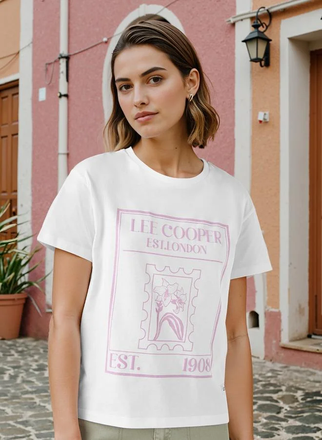 لي كوبر تيشيرت بشعار إل سي للنساء