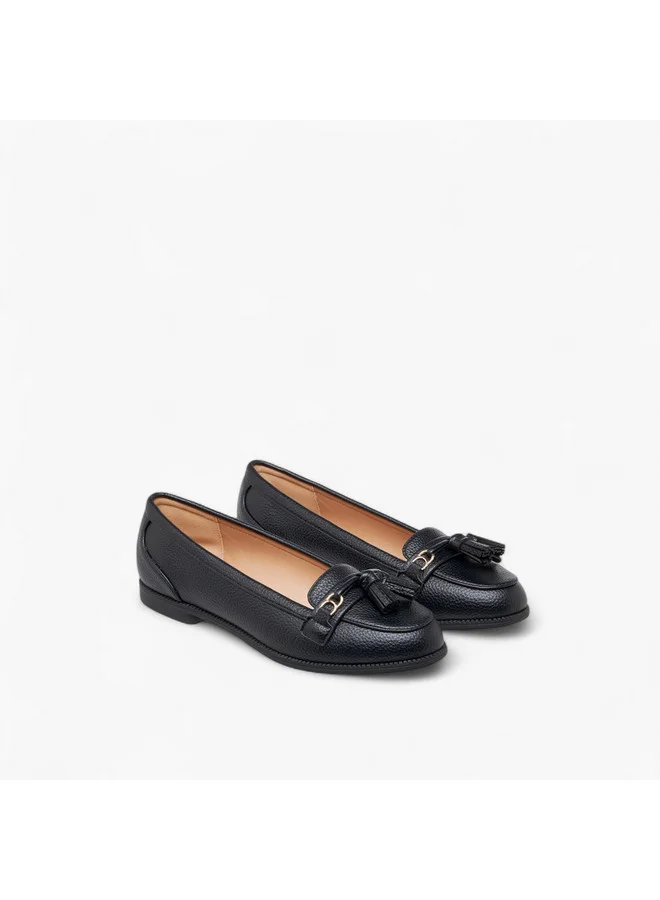 Paprika Women Textured Slip-On Loafers with Tassel Detail