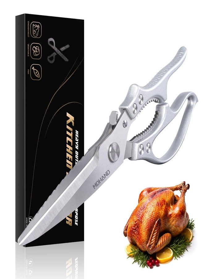 MDHAND Heavy Duty Poultry Shears, Kitchen Food Scissors All Purpose for Meat Cutting, Chicken Fish Fruit Vegetables, Dishwasher Safe Kitchen Shears with Anti-Slip Handle & Safety Lock, Spring Loaded - Image 1
