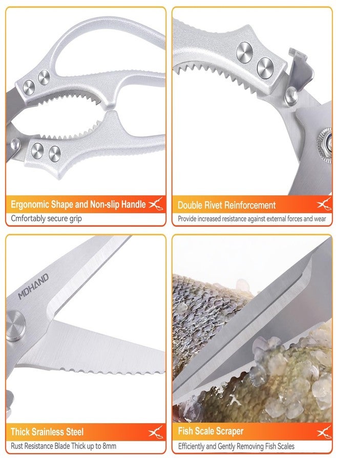 MDHAND Heavy Duty Poultry Shears, Kitchen Food Scissors All Purpose for Meat Cutting, Chicken Fish Fruit Vegetables, Dishwasher Safe Kitchen Shears with Anti-Slip Handle & Safety Lock, Spring Loaded - Image 5