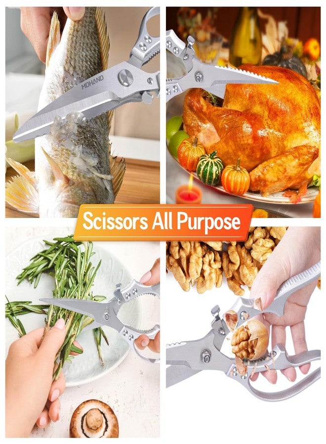 MDHAND Heavy Duty Poultry Shears, Kitchen Food Scissors All Purpose for Meat Cutting, Chicken Fish Fruit Vegetables, Dishwasher Safe Kitchen Shears with Anti-Slip Handle & Safety Lock, Spring Loaded - Image 3