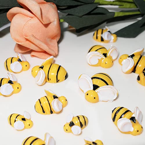 HADDIY Tiny Craft Bees,50 Pcs Small Plastic Resin Bumble Bee Decor for Embellishments and Bee Themed Birthday Party Table Decoration - Image 5