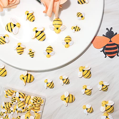 HADDIY Tiny Craft Bees,50 Pcs Small Plastic Resin Bumble Bee Decor for Embellishments and Bee Themed Birthday Party Table Decoration - Image 3
