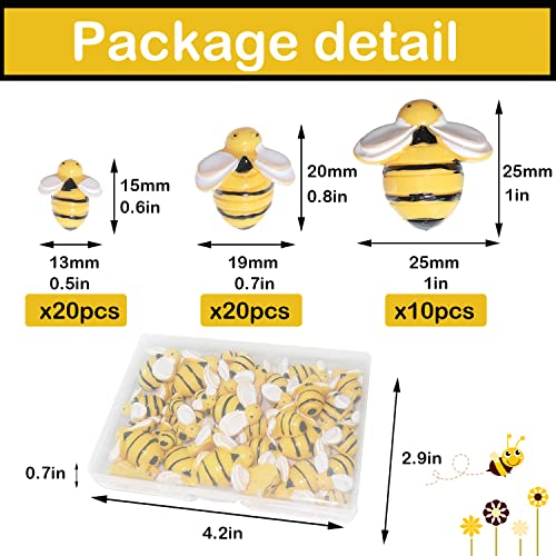 HADDIY Tiny Craft Bees,50 Pcs Small Plastic Resin Bumble Bee Decor for Embellishments and Bee Themed Birthday Party Table Decoration - Image 2