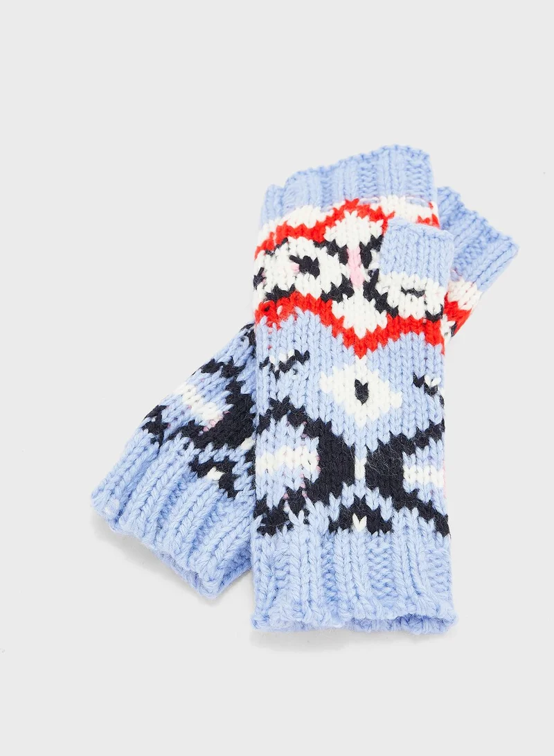 Marks & Spencer Knitted Fair Isle Hat & Gloves Gift Set