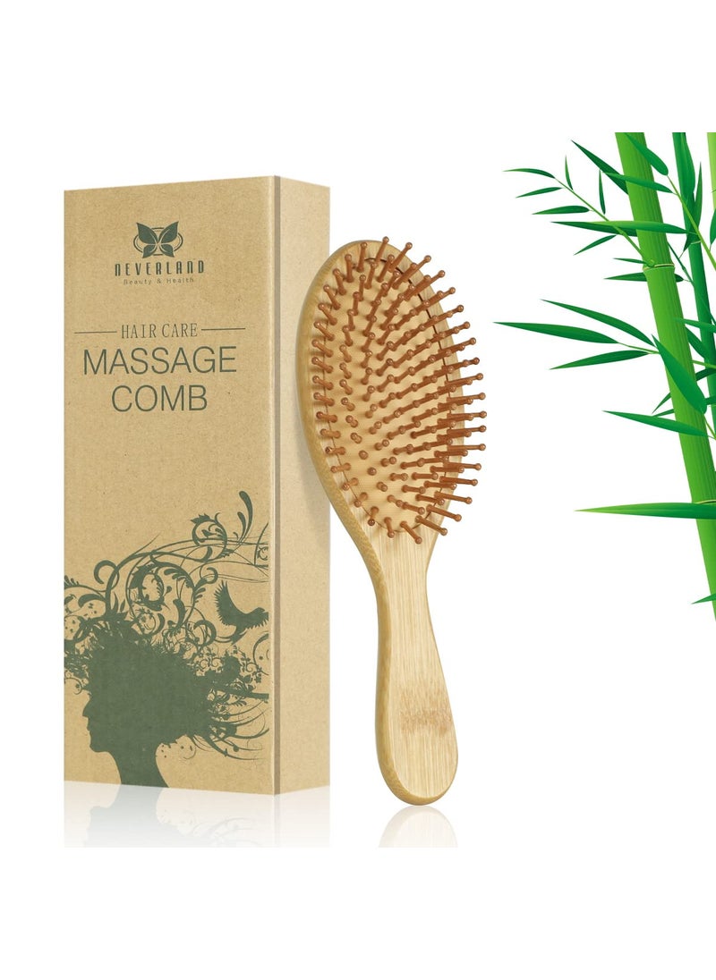 NEVERLAND Neverland Beauty Bamboo Brush for Hair Growth Natural Bamboo Bristles Detangling Wooden Paddle Hairbrush for Massaging Scalp for All Hair Types Improve Hair Growth with Ergonomic Handle 