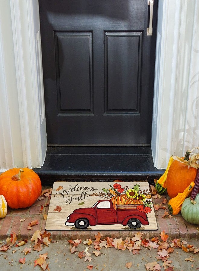 Morigins Welcome Fall Red Truck Autumn Pumpkin Door Mat Indoor Rubber Outdoor Mats Non Slip 18x30 inch - Image 5