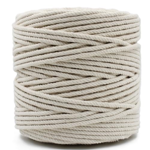 Bobbiny | 3 Ply Twisted Macrame Cotton Cord Dori (Roll Packaging) Thread for Macrame DIY and Other Projects | Off White | 4mm,50 Meter - Image 2