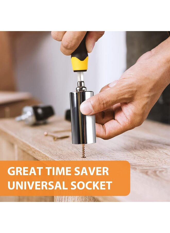 Universal Socket Tool Super Socket Unscrew Any Bolt for Wrench Ratchet Adjustable Socket Drill with Adapter Gifts for Him Men Husband Boyfriend (Silver) - Image 5