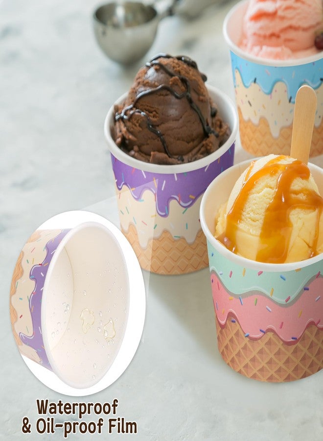 Aodaer 120 Pack 8 Ounces Disposable Ice Cream Containers Sundae Bowls Tea Party Decorations Summer Snack Cups Paper Dessert Yogurt Bowl Snack Bowls Cups for Dessert Yogurt Party Bar Supplies - Image 4