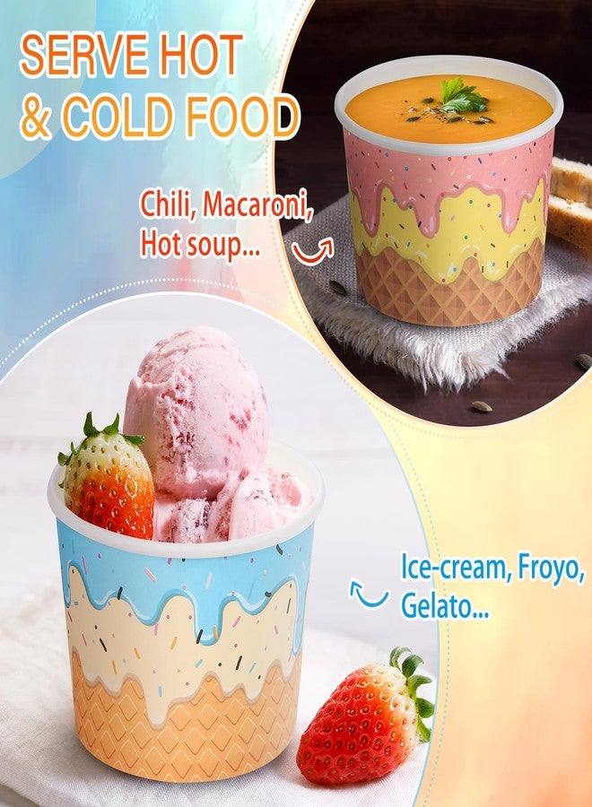 Aodaer 120 Pack 8 Ounces Disposable Ice Cream Containers Sundae Bowls Tea Party Decorations Summer Snack Cups Paper Dessert Yogurt Bowl Snack Bowls Cups for Dessert Yogurt Party Bar Supplies - Image 5