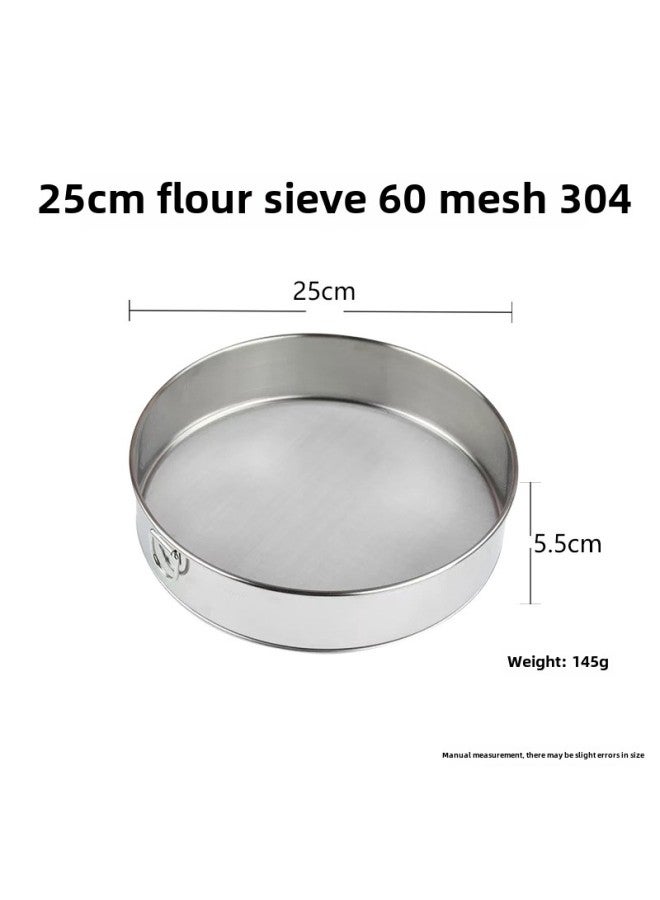 304 201 Stainless Steel Fine Mesh Flour Sieve Sugar Frosting Filter Net Handheld Sieve Baking Tool Durable Kitchen Utensil-Specifications:25cm Non-magnetic Flour Sieve 60 Mesh 304 With Ring  - Image 1