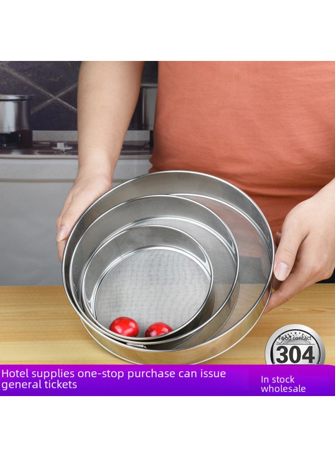 304 201 Stainless Steel Fine Mesh Flour Sieve Sugar Frosting Filter Net Handheld Sieve Baking Tool Durable Kitchen Utensil-Specifications:25cm Non-magnetic Flour Sieve 60 Mesh 304 With Ring  - Image 2